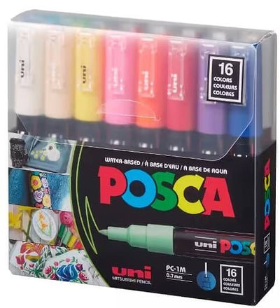 מארז 16 טושי פוסקה POSCA PC-1M UNI-BALL