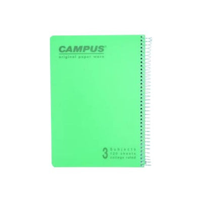 מחברת ספירל פוליו 3 נושאים שורה CAMPUS כיסוי ספירלי