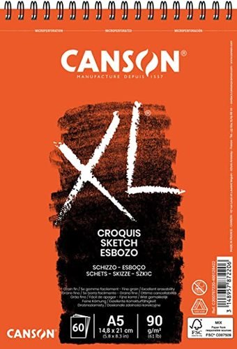 בלוק נייר אקוורל Canson XL 90 גרם בכריכת ספירלה - A3/A4/A5