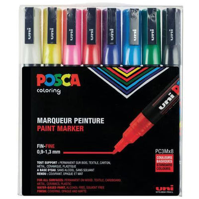 חבילת 8 טושי POSCA של UNI‑BALL – מרקר פוסקה מקצועי