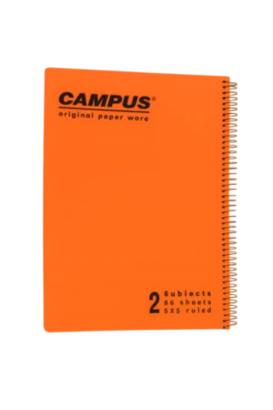 מחברת ספירל פוליו משובץ 2 נושאים CAMPUS כריכה כתומה A4