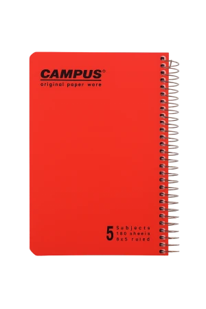 מחברת ספירל פוליו משובצת 5 נושאים CAMPUS - כריכה אדומה