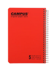 מחברת ספירל פוליו משובצת 5 נושאים CAMPUS - כריכה אדומה