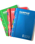 מחברת ספירלה 5 נושאים שורה עם חוצצים וגומיה CAMPUS
